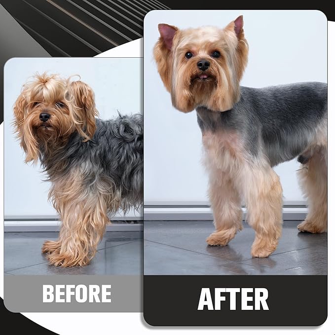 Professional Dog Grooming Scissors Set - 6.5" Thinning, 7" Straight, 7" Up-Curved, 7" Down-curved Scissors and Comb for Dog Cat Pet (Black)