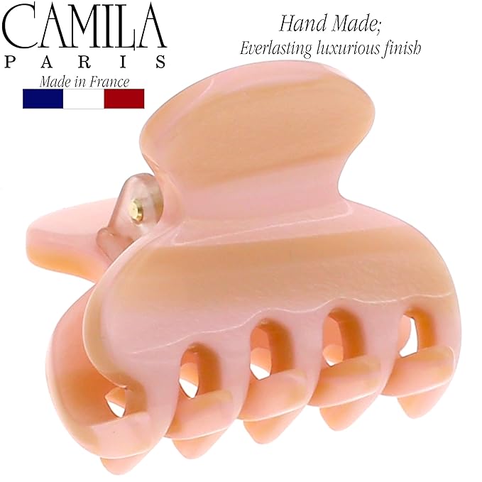 Camila Paris CP3070 French Hair Clip for Women, Handmade, Pink, Small, Girls Hair Claw Clips Jaw, Durable Styling Hair Accessories for Women, Strong Hold No Slip Grip, Made in France