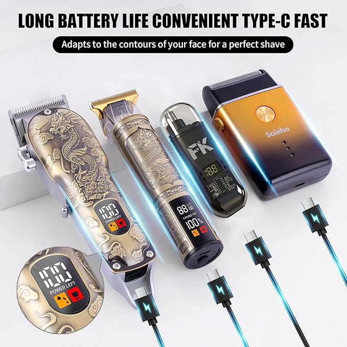 Hair Clipper for Men Set Cordless Electric Hair Clipper T-Shaped Beard Trimmer Nose Hair Trimmer Electric Shaver Professional Haircutting and Beauty Kit