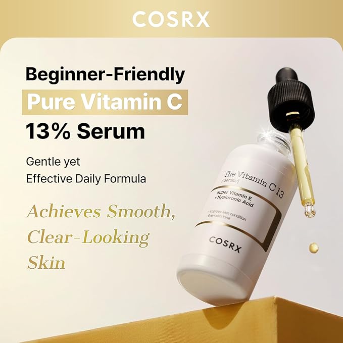 COSRX Pure Vitamin C 13% Serum (Renewal) with Vitamin E & Hyaluronic Acid, Korean Vitamin C Serum, Hydrating Facial Serum for Fine Lines, Uneven Skin Tone & Dull Skin, 0.67fl.oz, Korean Skin Care
