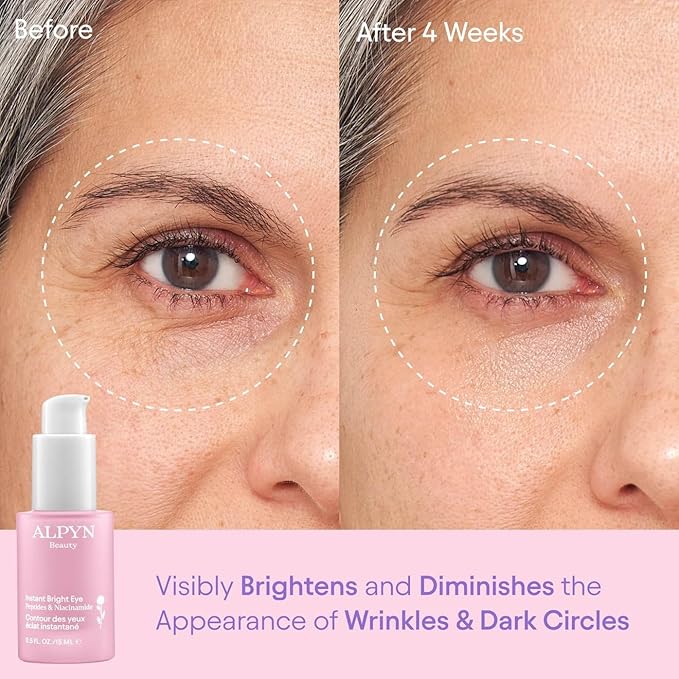 ALPYN Instant Bright Eye with Peptides & Niacinamide | Brightens Dark Circles, Visibly Firms & Softens Fine Lines | 0.5 Fl Oz / 15 ml
