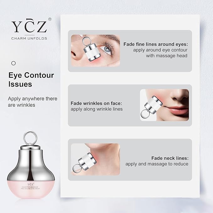 Ycz Electric Massage Eye Cream for Dark Circle, Firm and Smooth of Fine Lines, Tired Eye Refreshment with Gentle Vibration, for Anti-Wrinkle, Firming, Moisturizing