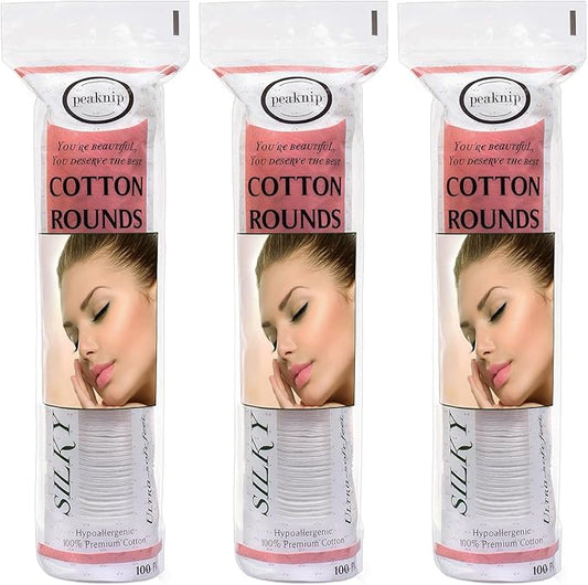 Premium 100% Cotton Rounds (300 Count) - Soft and Gentle Makeup Remover and Cleansing Pads for Face, Nail, and Personal Care - Absorbent, Textured, Lint-Free, and Hypoallergenic
