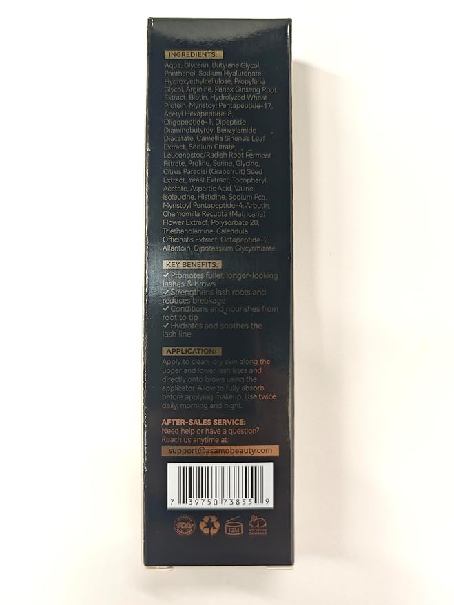 Eyelash & Eyebrow Growth Serum – 15 Plant Extracts for Longer, Denser & Fuller Lashes & Brows, Boosts Natural Hair Development,eyelash serum,Hypoallergenic Oil-Free,lash growth serum (Glossy Black)