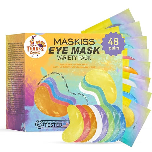 Under Eye Patches Variety Pack (48 Pairs), Eye Masks for Dark Circles Puffy Eyes Undereye Bags With 8 Colors (6 Pairs/Color), Vegan Eye Skin Care Set for Bachelorette Party Favors