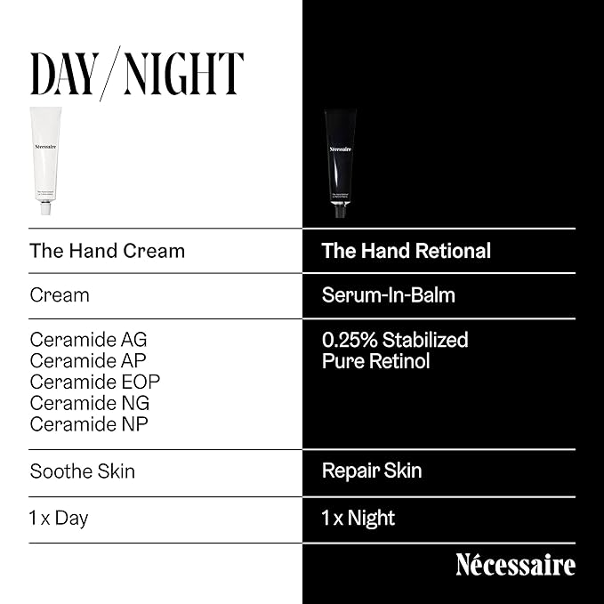 Nécessaire The Hand Duo – The Hand Cream + The Hand Retinol Treatment Holiday Gift Set for Dry Hands – Daily Moisture + Nighttime Repair with Ceramides, Peptides & Retinol – 2 x 2.5 oz