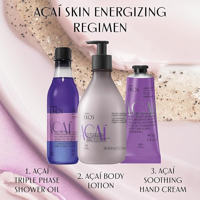 Natura - Ekos Açaí Hand Cream - Anti-Dullness Hand Balm - Recharge the Skin - Fast Absorption - Skin Moisturizer - Vegan Skin Care - Brazilian Beauty Secrets - Self Care & Body Care - 2.6oz (75g)
