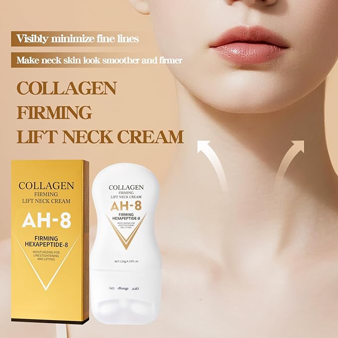 AH-8 Firming Neck Cream, Collagen Neck Cream for Tightening and Firming, Neck Tightening Cream, Moisturizing, Skin Care for Women and Men, Day and Night Use, 120g