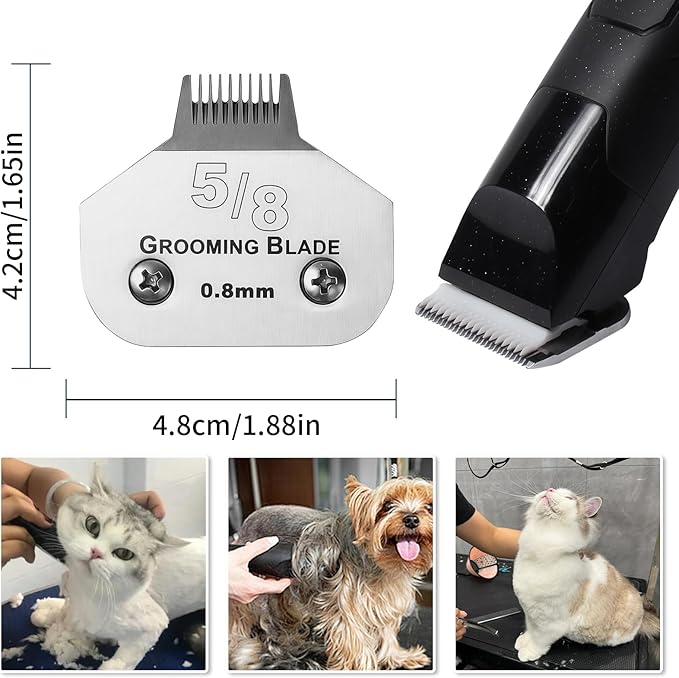 2 Pcs Size 5/8toe Detachable Dog Grooming Blades, Compatible with Andis, Oster A5, Wahl KM10 Series Clippers, Cut Length 0.8mm, Silver (5/8toe 0.8mm, 2 Packs)
