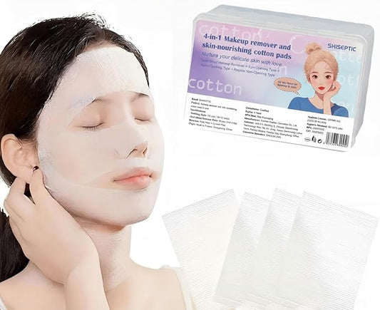 4-in-1 Makeup Remover & Skin-Nourishing Cotton Pads for Face & Eyes | Dual-Sided, Soft Tencel Fiber | Gentle Cleansing, Soothing & Hydrating | 200 Count (120 Soothing + 80 Dual-Sided)