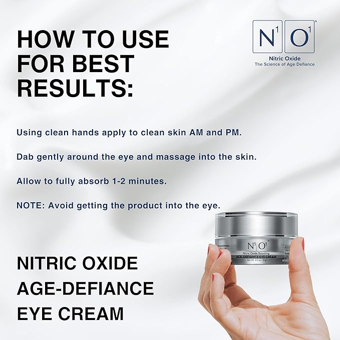 N1O1 Age-Defiance Eye Cream - Day & Night Moisturizer with Nitric Oxide, Hyaluronic Acid, Complex Peptides, Ceramides - Hydrating Eye Cream for Dark Circles, Wrinkles, Fine Lines, Puffiness - 0.5 oz.