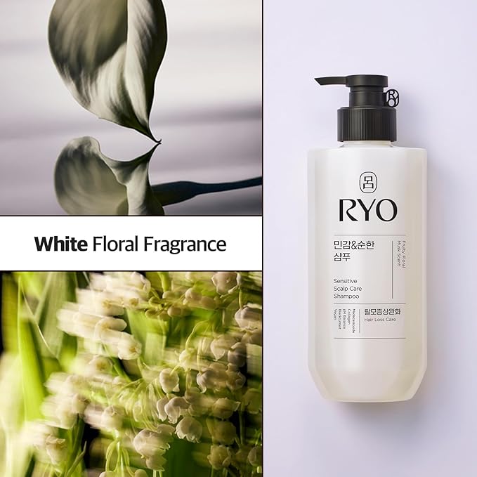 RYO Sensitive Scalp Care Shampoo with Korean Ginseng & Caffeine - Soothing and Relief for All Hair Type, Anti Loss Care, Dermatologist Tested, 16 Fl Oz.