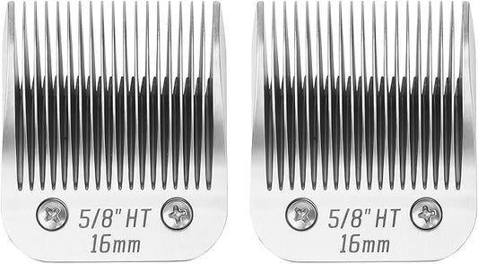2 Pcs Size 5/8HT Detachable Dog Grooming Blades, Compatible with Andis, Oster A5, Wahl KM10 Series Clippers, Cut Length 16mm, Silver(5/8HT 16mm, 2 Packs)