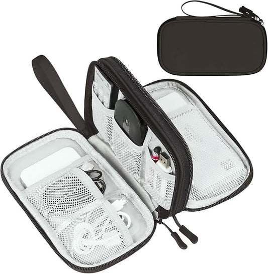 FYY Electronic Organizer, Travel Cable Organizer Bag Pouch Electronic Accessories Carry Case Portable Waterproof Double Layers All-in-One Storage Bag for Cable, Cord, Charger, Phone, Earphone Coffee