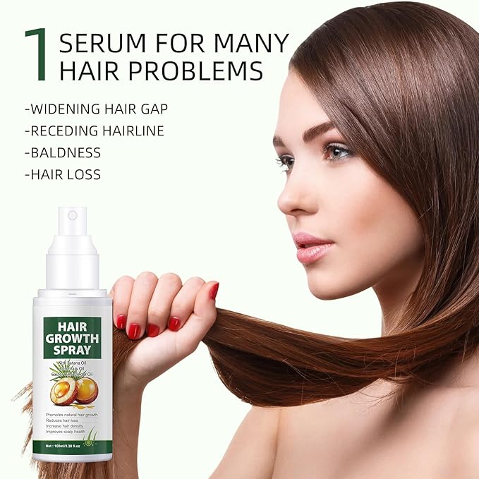 Hair Growth Oil Spray Batana Oil Dr Sebi Organic With Rosemary Castor Ginger, Natural Hair Loss Treatments for Women Men Promotes Regrowth Reduces Loss Thinning Strengthen Scalp Nourishes Dry