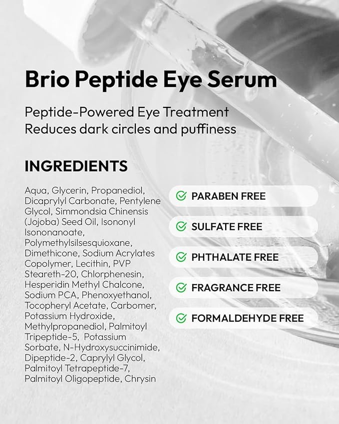 Brio Peptide Serum Lotion for Eye, Reduces Dark Circles & Puffiness Eye Serum, 1 Fl Oz