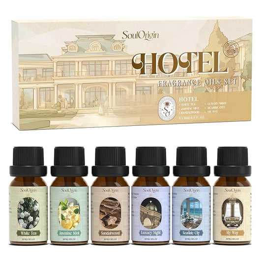Hotel Fragrance Oils Set, Essential Oil Gift Set for Diffuser, Hotel Scent Diffuser Oil, Diffuser Scents Oil for Home, White Tea, Jasmine Mint, Sandalwood, Luxury Night, Seaside, Myway