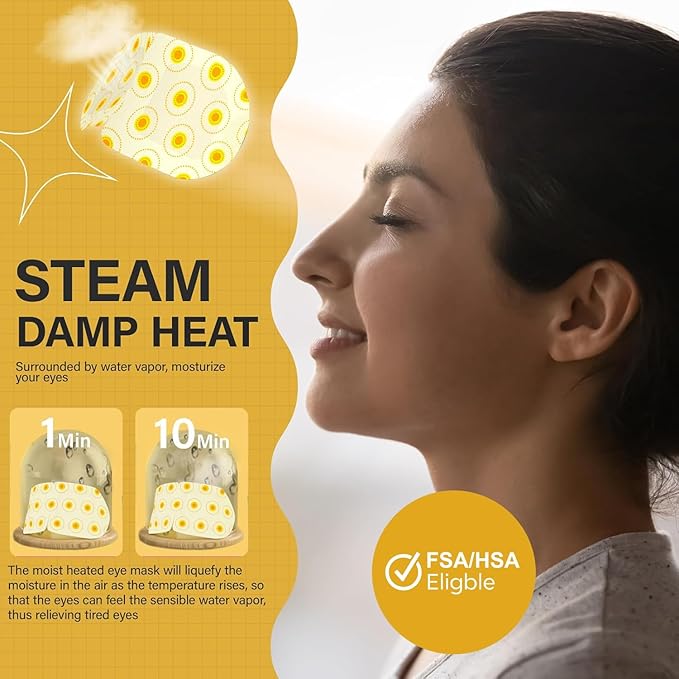 ProCIV 16 Packs Steam Eye Masks for Dry Eyes Heating Eye Mask Warm Compress for Eyes Relief Stress, Eye Fatigue Travel Essential Self Heating Moist Sleep Mask SPA Accessories