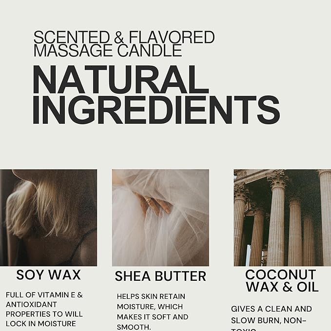 Drip Massage Candle 4 oz, Smokey Vanilla Pour Massage Oil on Body - Couples Gifts, Massage Therapy