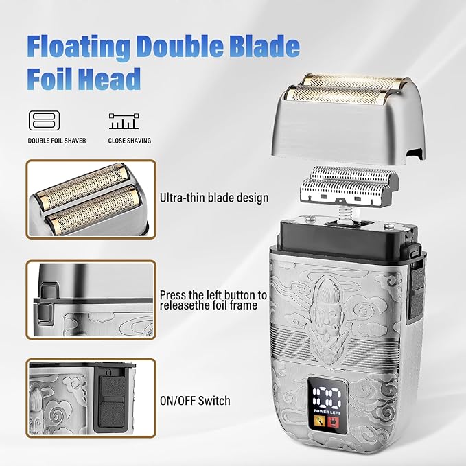 Professional Hair Trimmer Hair Clippers for Men, Nose Hair Trimmer Shaver Set,Cordless T-Blade Beard Trimmer Barber Clippers,Electric Razor Foil Shavers for Men Haircut Grooming Kit(Silver)