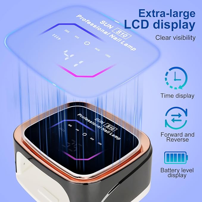 LimeGirl Cordless Black Nail Lamp for Gel X, Professional LED UV Nail Curing Lamp for Gel Nail Polish, Fast Nail Dryer with 4 Timers & Sensor, Rechargeable UV Lights for Salon & Home