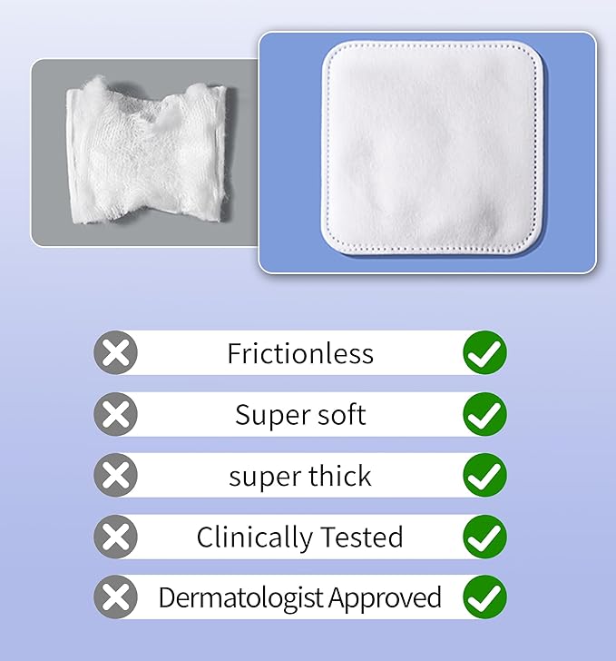 Large Square Cotton Pads, 2.95" x 2.75",150 Count, Lint-Free, Soft, Rounded Corners, Multi-Layer, for Makeup Removal, Toner, Facial Cleansing, Boxed