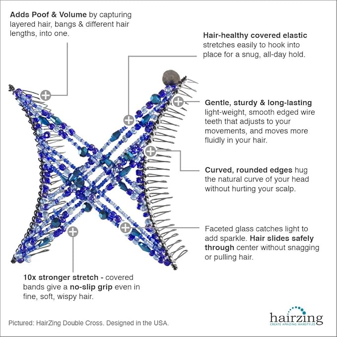 Stretchy Non-Slip Hair Clip for Thick, Wavy, Naturally Curly Hair - Put Your Hair Up in Seconds - Comfy UpDo, Ponytail, French Twist, Bun (Large, Storm Gray)