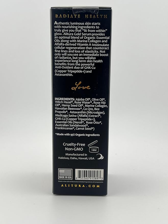 Alitura Gold Serum – Hydrating & Nourishing Facial Serum with Botanicals & Peptides – For a Radiant-Looking Complexion – 100ml