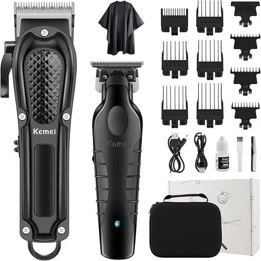 KEMEI Professional Hair Clippers Set for Men, Cordless Rechargeable Barber Clippers & Trimmers Kit, Clippers for Hair Cutting, Gifts for Men