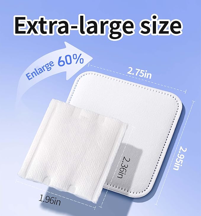 Large Square Cotton Pads, 2.95" x 2.75",150 Count, Lint-Free, Soft, Rounded Corners, Multi-Layer, for Makeup Removal, Toner, Facial Cleansing, Boxed