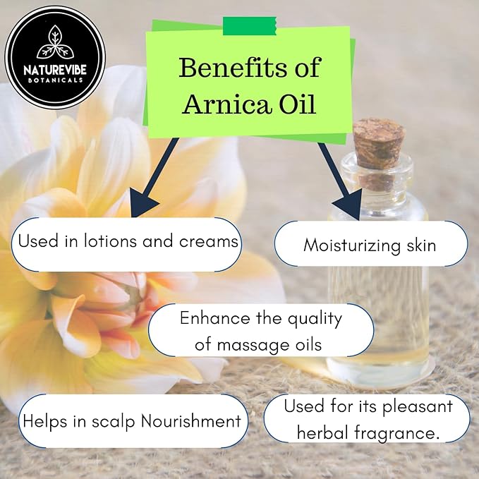 Naturevibe Botanicals Arnica Oil 32 Ounces | 100% Pure and Natural | Great for Skin Care and Hair Care