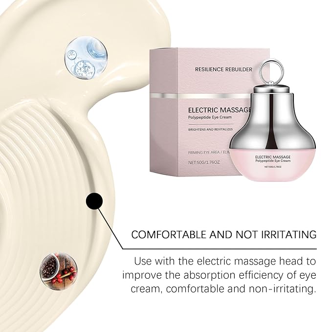 Electric Massage Eye Cream for Dark Circles, Wrinkles & Puffiness Relief, Firming, Hydrating, and Refreshing with Gentle Vibration