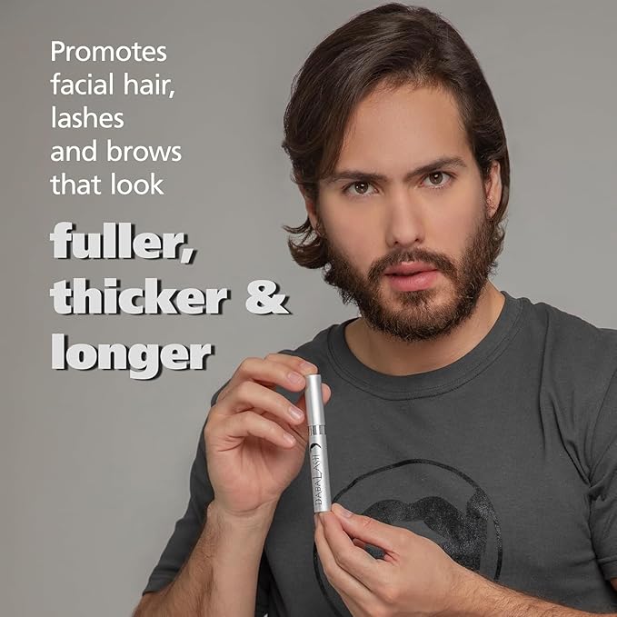 DABALASH Men Professional Facial Hair, Eyelash & Brow Growth Serum with Castor Oil – Promotes the Appearance of Naturally Longer, Fuller, Thicker & Stronger Hair – 0.18 oz