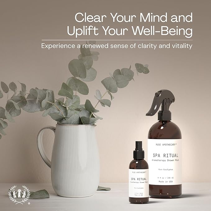 Muse Apothecary Spa Ritual Pure Eucalyptus Oil Shower Mist - Eucalyptus Spray for Shower, Spa, Bath, and Linen - Aromatherapy Eucalyptus Essential Oil Spray - 2oz, 2 Pack