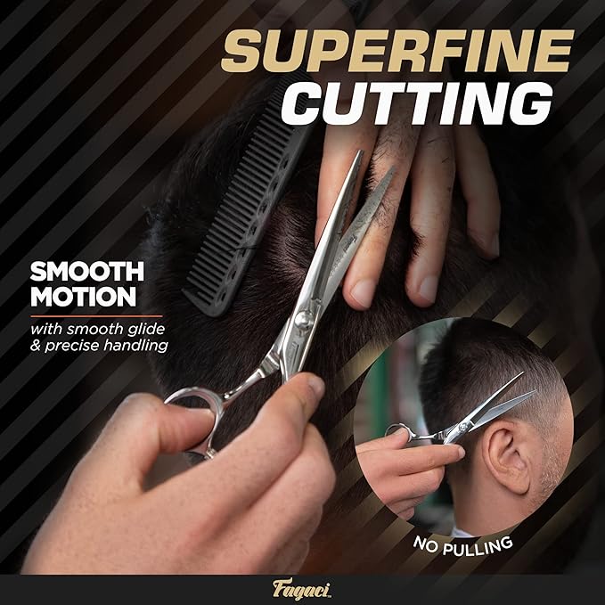 Fagaci Professional Hair Scissors & Hair Clipper with Extremely Fine Cutting, Hair Cutting Scissors Professional, Cordless Hair Clippers Set, Hair Shears, Barber Clippers Hair Cutting Shears