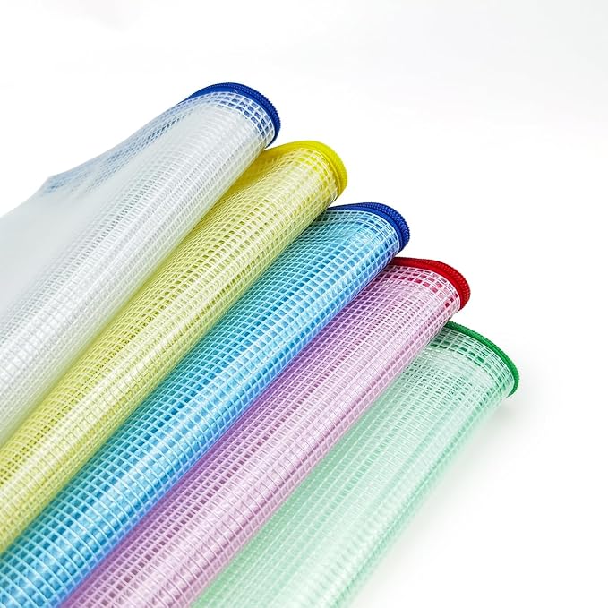 AUSTARK 10 Pcs Zipper File Bags, Waterproof Plastic Mesh Pouch for Office School, Board Game Storage Bags (A3 Size 16.9''x12'', Multicolored)