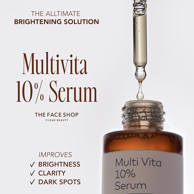 The Face Shop Alltimate Multivita 10% Serum, Vitamin C Face Serum, Brightening & Hydrating Vegan Facial Serum for Sensitive Skin, Dark Spot Correcting Glow Serum, Even Skin Tone, Korean Skin Care