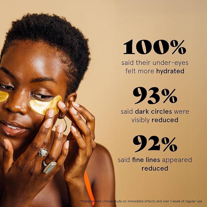 grace & stella Award Winning Under Eye Mask - Travel Essentials - Birthday Gifts for Women - Gel Eye Patches for Dark Circles, Puffy Eyes, Wrinkles, Undereye Bags - Vegan Self Care (48 Pairs, Gold)