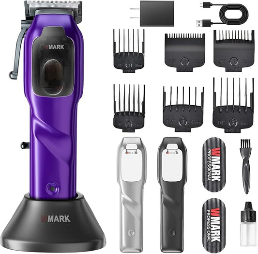 WMARK 2023 NG-9003 HighSpeed Professional Hair Clipper Microchipped Magnetic Motor10000 RPM 9V Motor with Charge Stand (NG-9003 Purple)