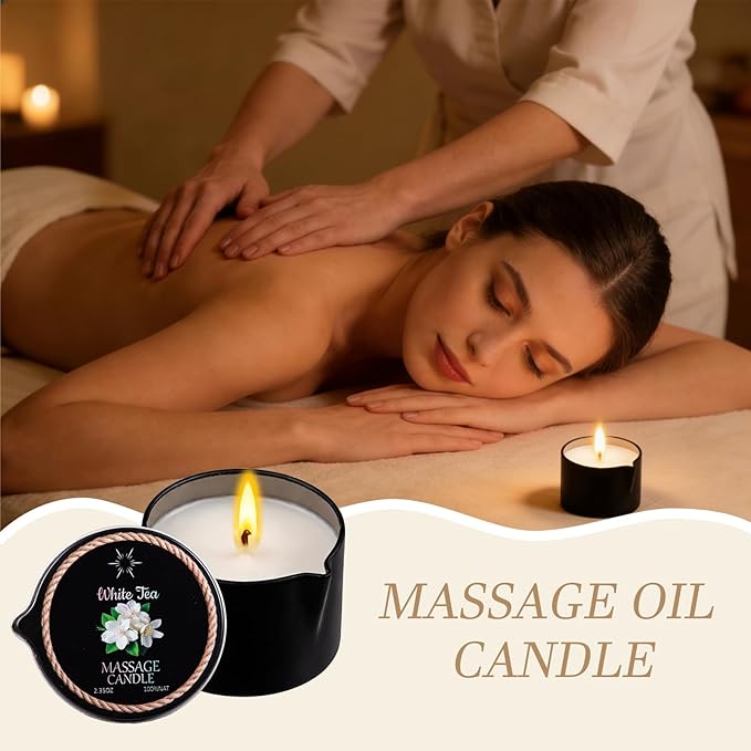 3 Pack Low Temperature Massage Oil Candle Set (2.35 oz Each) Soy Wax Candles That Melt into Skin-Nourishing Body Oil, 3 Assorted Scents for Home Spa, Massage Therapy, Relaxation, Self-Care & Festive