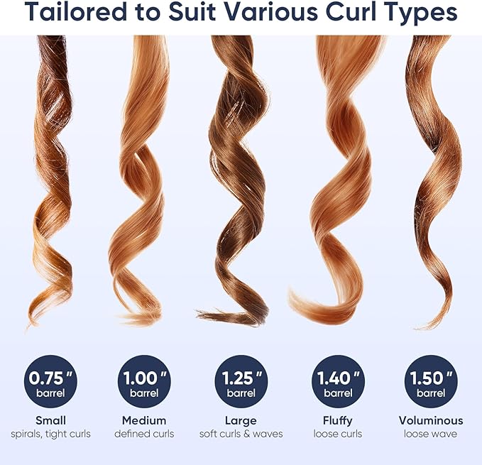 1.40 Inch Curling Iron, 5 Temperature Settings, Professional Spring Hair Iron for All Hair Types, Max 430℉ with Heat Resistant Mat (1 2/5 Inch Black)