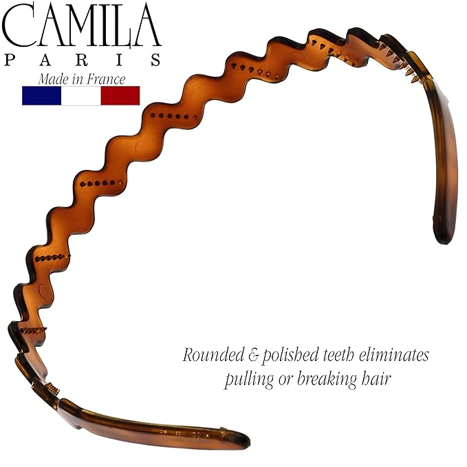Camila Paris CP3881 French Headband for Women, Tortoise Shell, Strong Hold Grip Women's Hair Band, Ligth and Very Flexible, No Slip and Durable Styling Girls Hair Accessories, Made in France