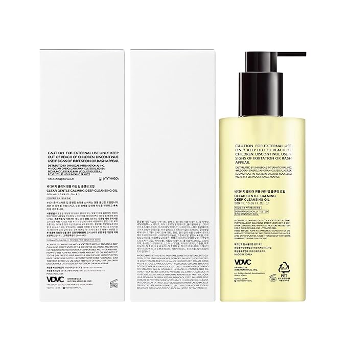 VIDIVICI Clear Gentle Calming Deep Cleansing Oil 10.14 fl.oz | Smooth & Gentle Makeup Remover for Sensitive Skin, Protect Skin Barrier with Ceramide, Korean skin care