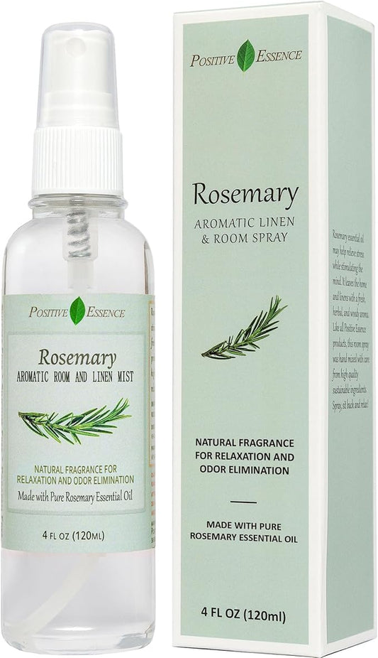 Rosemary Linen & Room Spray, Natural Aromatic Spray Made with 100% Pure Rosemary Essential Oil, Relaxing Home Fragrance (4.06 fl oz)