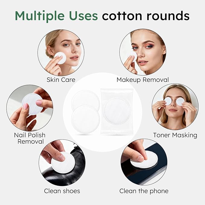 Individually Wrapped Cotton Rounds, Circular Cotton Pads, Individually Packaged, Easy to Carry, Suitable for Travel, Hotels, Business Trips, Camping (2 pcs/Set, 100 Set, in Total 200 pcs)
