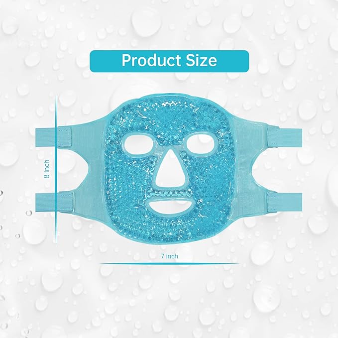 ZNÖCUETÖD Cold Face Eye Mask Ice Pack Reduce Facial Puff, Dark Circles, Gel Beads Hot Heat Cold Compress Pack, Face SPA for Woman Sleeping, Pressure, Headaches, Skin Care, Post Laser Care[Blue]