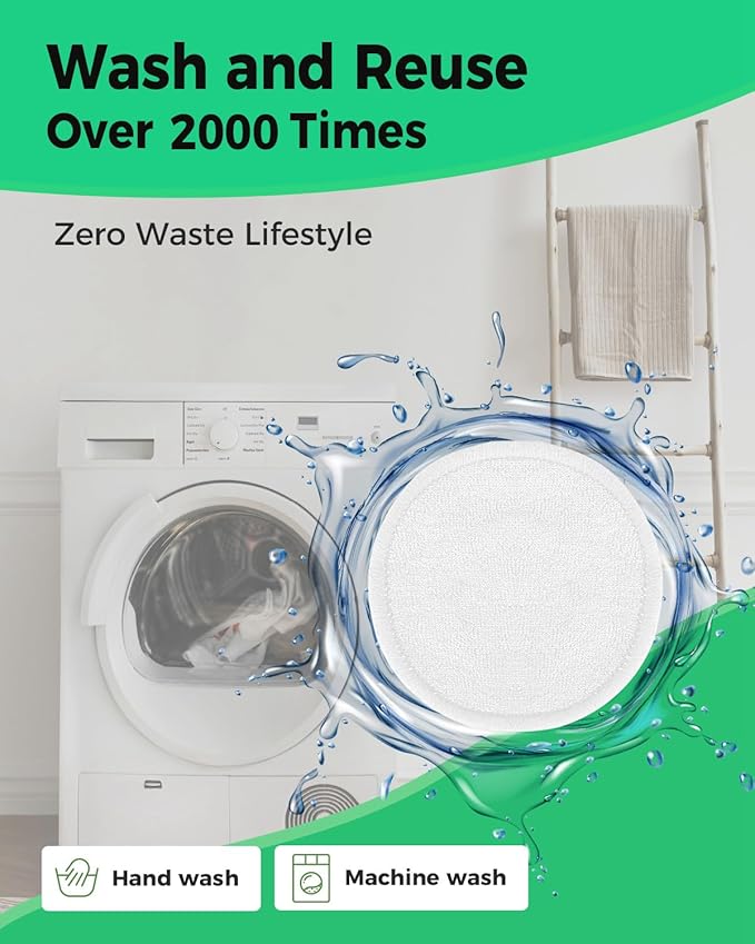 ProCIV Reusable Makeup Remover Pads, 18 Packs Washable Organic Bamboo Reusable Cotton Rounds for All Skin Types & Toner with Laundry Bag, Eco Friendly Zero Waste Reusable Cotton Pads for Woman (White)