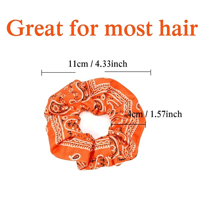 Halloween Hair Scrunchies Cute Ghosts Moon Star Hair Ties Fall Orange Bandana Scrunchy Elastics Hair Bands Gifts Ponytail Holder Hair Accessories for Women Girls