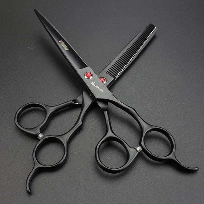 SHARONDS 7.0 Inch Stainless Steel Professional Barber Scissors Hair Thinning Scissors Hairdresser or Home Hairdresser Variant/Hybrid Scissors (scissors set)