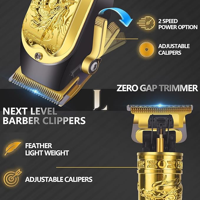 Professional 3-in-1 Haircut and Shaving Set, Gold Design LED Display 17 Accessories + Travel Storage Box, Equipped with Large Capacity Battery, Holiday Gift, Men's Gift